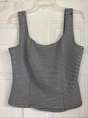 Striped Black & White Square Neck Tank